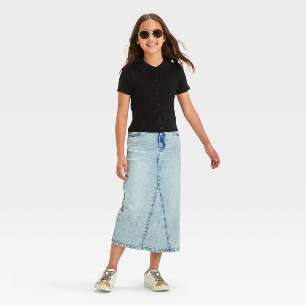Art Class Denim Midi Skirt - Picture 4 of 11